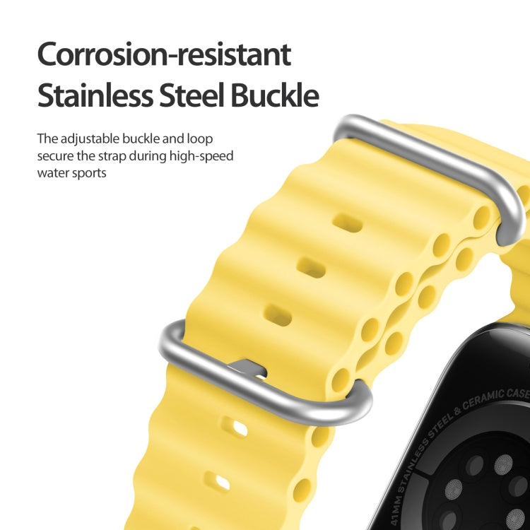 DUX DUCIS Sea Wave Silicone Watch Band For Apple Watch Series 8&7 45mm / SE 2&6&SE&5&4 44mm / 3&2&1 42mm(Yellow) - Watch Bands by DUX DUCIS | Online Shopping South Africa | PMC TechLife | Buy Now Pay Later Mobicred