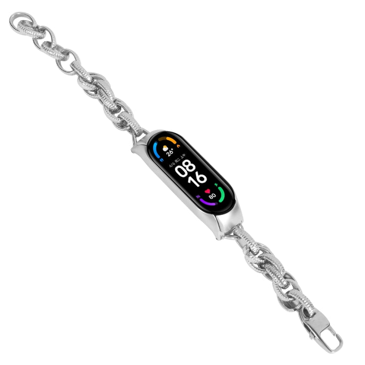 For Xiaomi Mi Band 5 / 6 Corrugated Twist Chain Metal Watch Band(Silver) - free shipping - PMC TechLife - Order now!