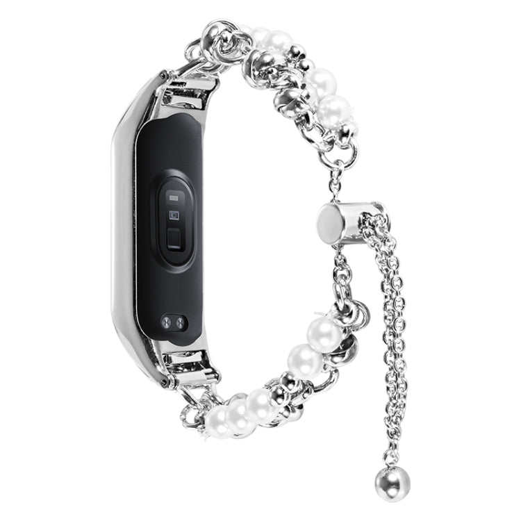 For Xiaomi Mi Band 5 / 6 Double Pearl Bead String Metal Watch Band(Silver) - free shipping - PMC TechLife - Order now!