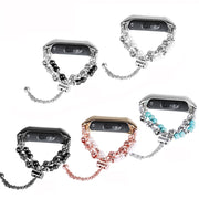 For Xiaomi Mi Band 5 / 6 Double Pearl Bead String Metal Watch Band(Silver)