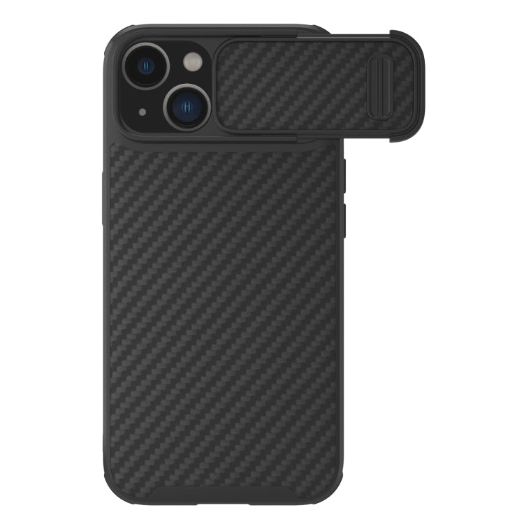 For iPhone 14 NILLKIN Synthetic Fiber Camshield Magnetic Phone Case(Black) - iPhone 14 Cases by NILLKIN | Online Shopping South Africa | PMC TechLife | Buy Now Pay Later Mobicred