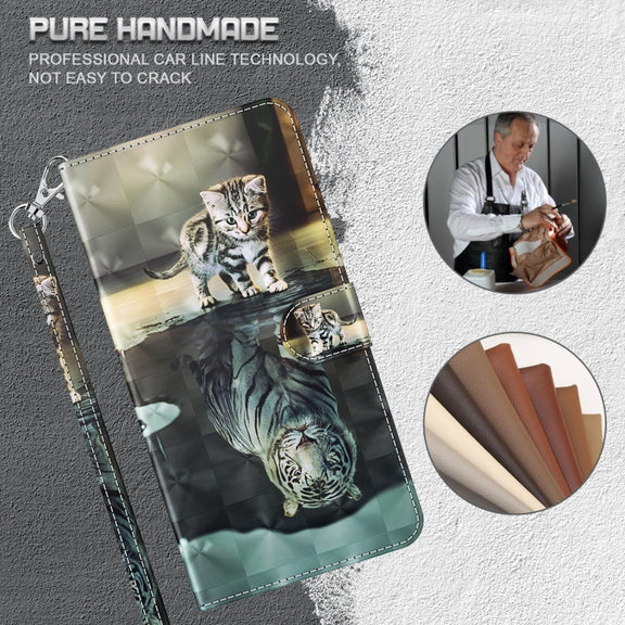 For Samsung Galaxy A14 5G 3D Painting Pattern TPU + PU Phone Case(Cat Tiger)