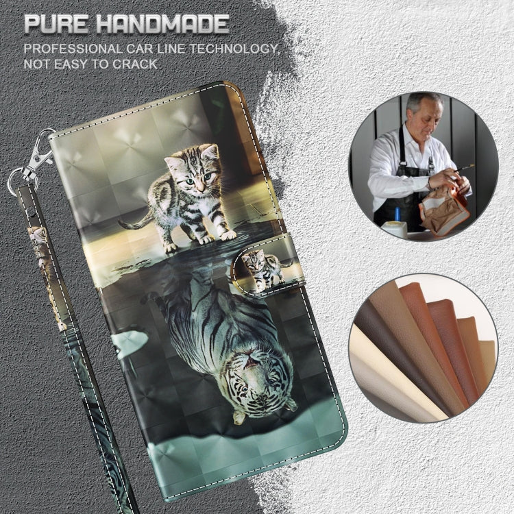 For Samsung Galaxy A14 5G 3D Painting Pattern TPU + PU Phone Case(Cat Tiger)