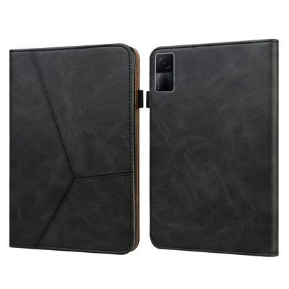 For Xiaomi Redmi Pad 10.61 2022 Solid Color Embossed Striped Leather Case(Black) - free shipping - PMC Jewellery - Order now!