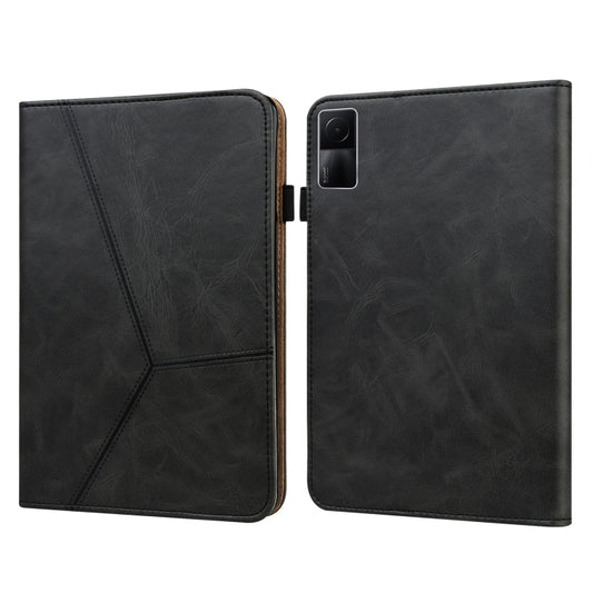 For Xiaomi Redmi Pad 10.61 2022 Solid Color Embossed Striped Leather Case(Black) - free shipping - PMC Jewellery - Order now!