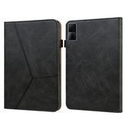 For Xiaomi Redmi Pad 10.61 2022 Solid Color Embossed Striped Leather Case(Black)