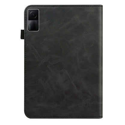 For Xiaomi Redmi Pad 10.61 2022 Solid Color Embossed Striped Leather Case(Black) - free shipping - PMC Jewellery - Order now!