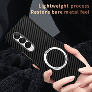 For Samsung Galaxy Z Fold3 5G Carbon Fiber Texture MagSafe Magnetic Phone Case(Black Silver)