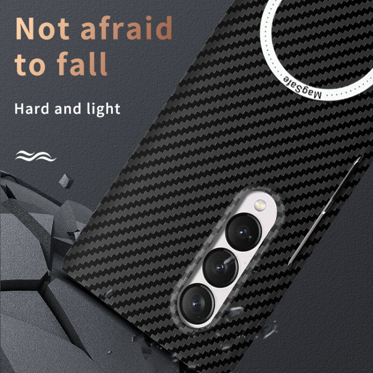 For Samsung Galaxy Z Fold3 5G Carbon Fiber Texture MagSafe Magnetic Phone Case(Black Silver) - Galaxy Phone Cases by PMC TechLife | Online Shopping South Africa | PMC TechLife