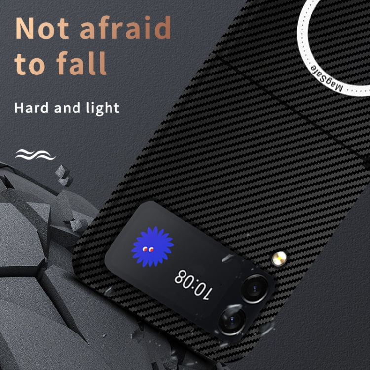 For Samsung Galaxy Z Flip4 5G Carbon Fiber Texture MagSafe Magnetic Phone Case(Black Silver) - Galaxy Z Flip4 5G Cases by PMC TechLife | Online Shopping South Africa | PMC TechLife
