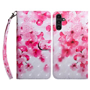 For Samsung Galaxy A14 5G 3D Painted Leather Phone Case(Red Flower)