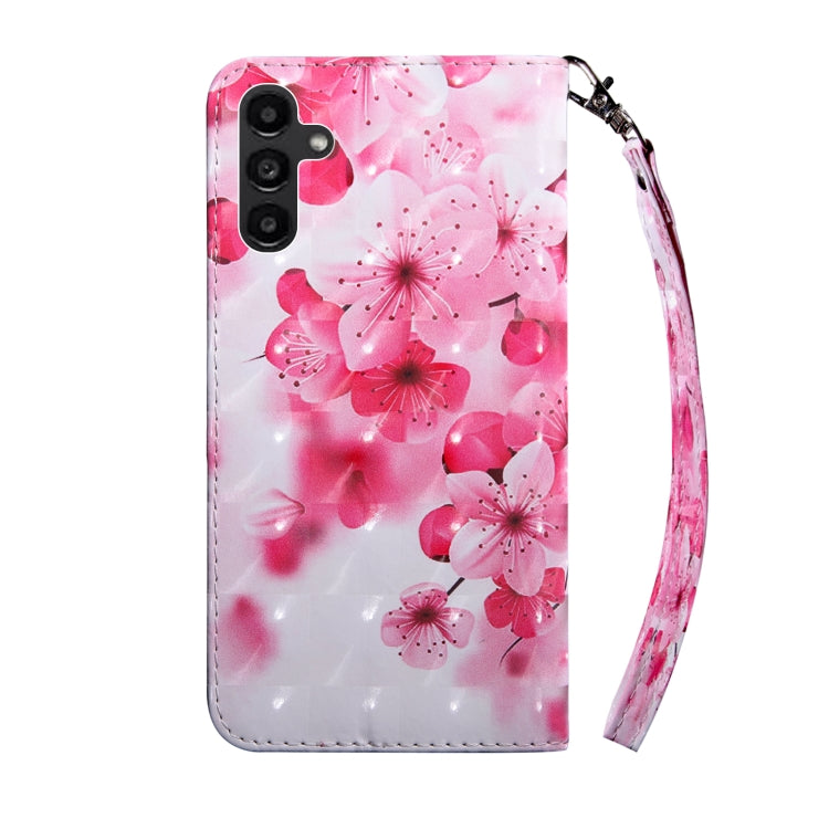 For Samsung Galaxy A14 5G 3D Painted Leather Phone Case(Red Flower)