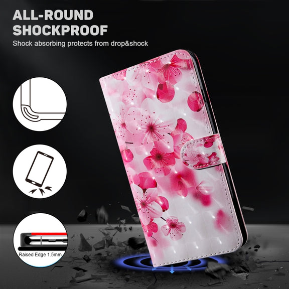 For Samsung Galaxy A14 5G 3D Painted Leather Phone Case(Red Flower)