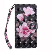 For Samsung Galaxy A04 3D Painted Leather Phone Case(Pink Flower)