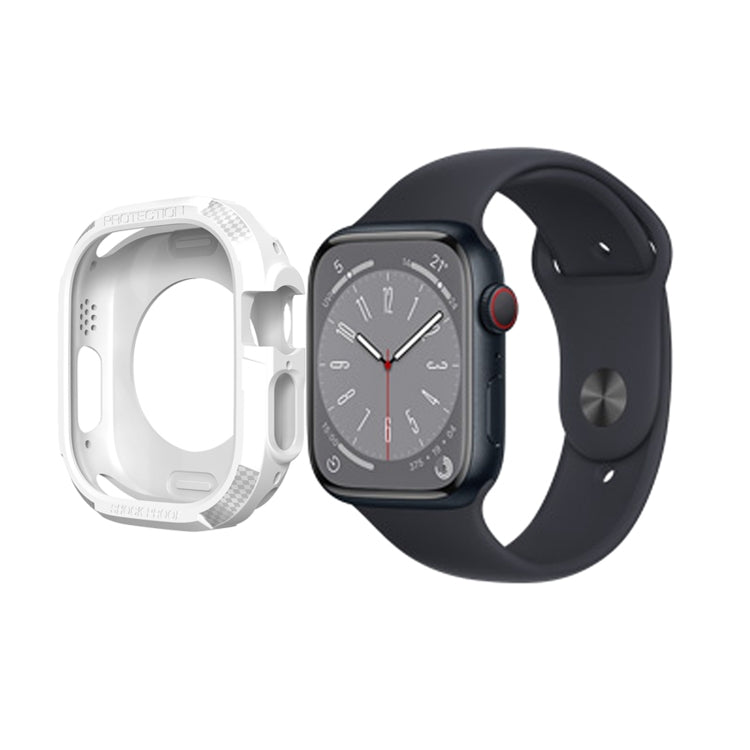 Carbon Fiber Shockproof Case For Apple Watch Series 8&7 45mm(White)