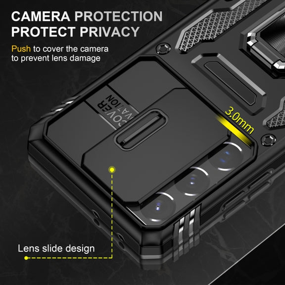 For Samsung Galaxy S23 Ultra 5G Armor PC + TPU Camera Shield Phone Case(Black)