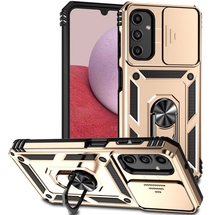 For Samsung Galaxy A14 5G Sliding Camshield Holder Phone Case(Gold)