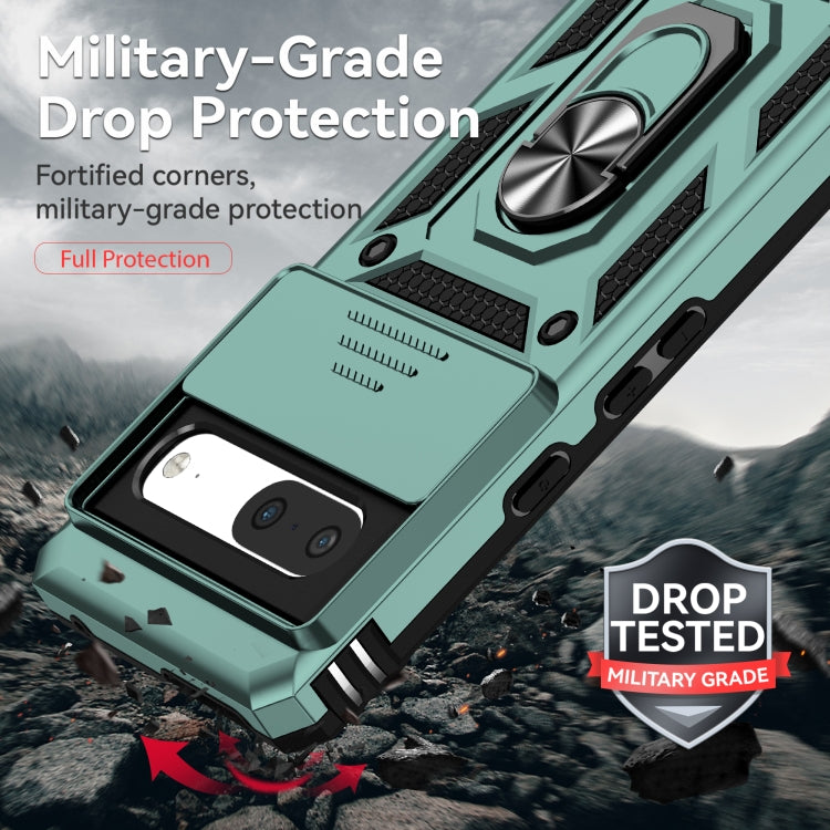 For Google Pixel 7 5G Sliding Camshield Holder Phone Case(Dark Green) - free shipping - PMC TechLife - Order now!