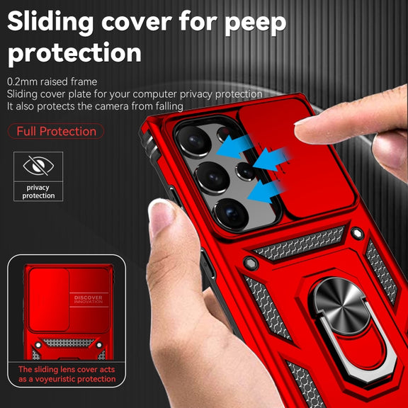 For Samsung Galaxy S23 Ultra 5G Sliding Camshield Holder Phone Case(Red)