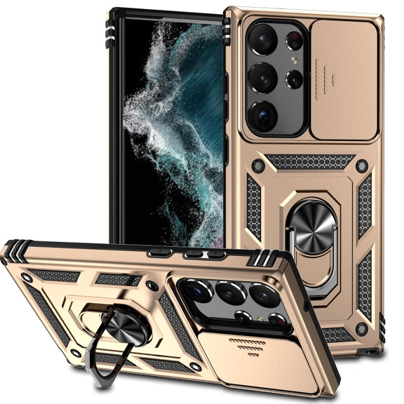 For Samsung Galaxy S23 Ultra 5G Sliding Camshield Holder Phone Case(Gold)