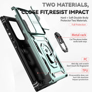 For Samsung Galaxy S23 Ultra 5G Sliding Camshield Holder Phone Case(Dark Green)
