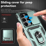 For Samsung Galaxy S23 Ultra 5G Sliding Camshield Holder Phone Case(Dark Green)