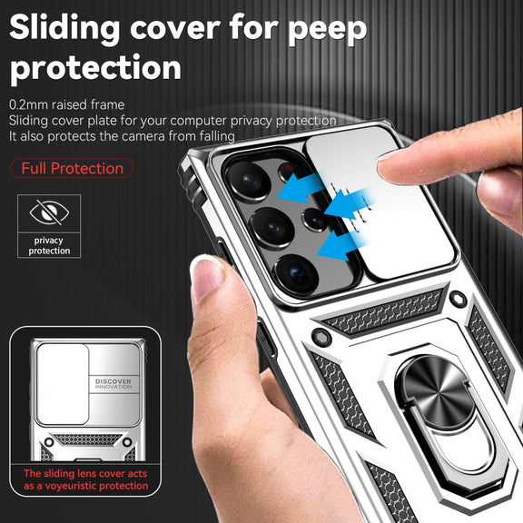 For Samsung Galaxy S23 Ultra 5G Sliding Camshield Holder Phone Case(Silver)