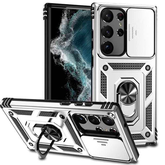 For Samsung Galaxy S23 Ultra 5G Sliding Camshield Holder Phone Case(Silver)