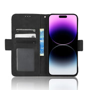 For iPhone 14 Pro Skin Feel Calf Texture Card Slots Leather Phone Case(Black)