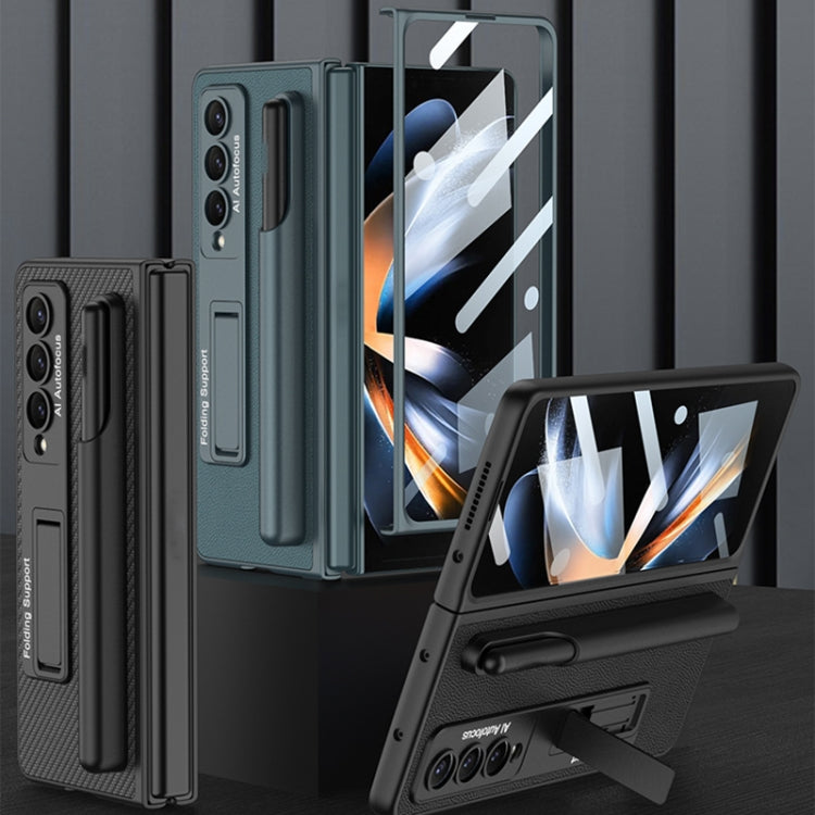 For Samsung Galaxy Z Fold4 GKK Ultra-thin Shockproof Leather Protective Case with Holder & Pen Slots(Gold) - free shipping - PMC TechLife - Order now!