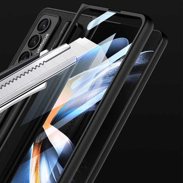 For Samsung Galaxy Z Fold4 GKK Ultra-thin Shockproof Leather Protective Case with Holder & Pen Slots(Gold) - free shipping - PMC TechLife - Order now!