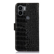 For Xiaomi Redmi A1+ Crocodile Top Layer Cowhide Leather Phone Case(Black)