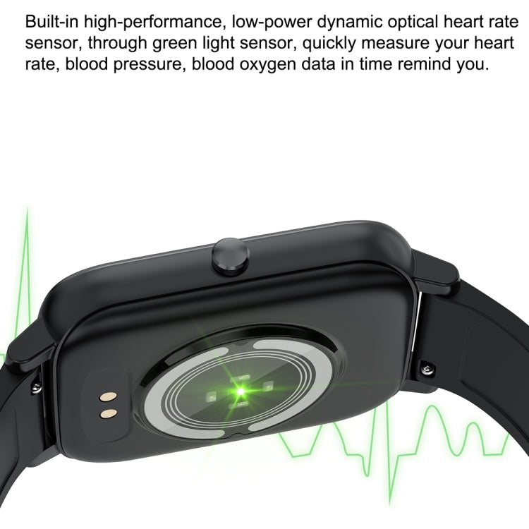 Ochstin 5H80 1.69 inch Square Screen Silicone Strap Heart Rate Blood Oxygen Monitoring Bluetooth Smart Watch(Black+Gold) - free shipping - PMC Jewellery - Order now!