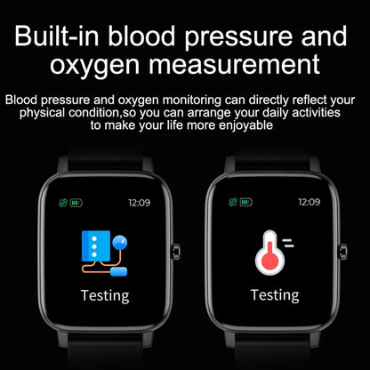 Ochstin 5H80 1.69 inch Square Screen Silicone Strap Heart Rate Blood Oxygen Monitoring Bluetooth Smart Watch(Black) - free shipping - PMC Jewellery - Order now!