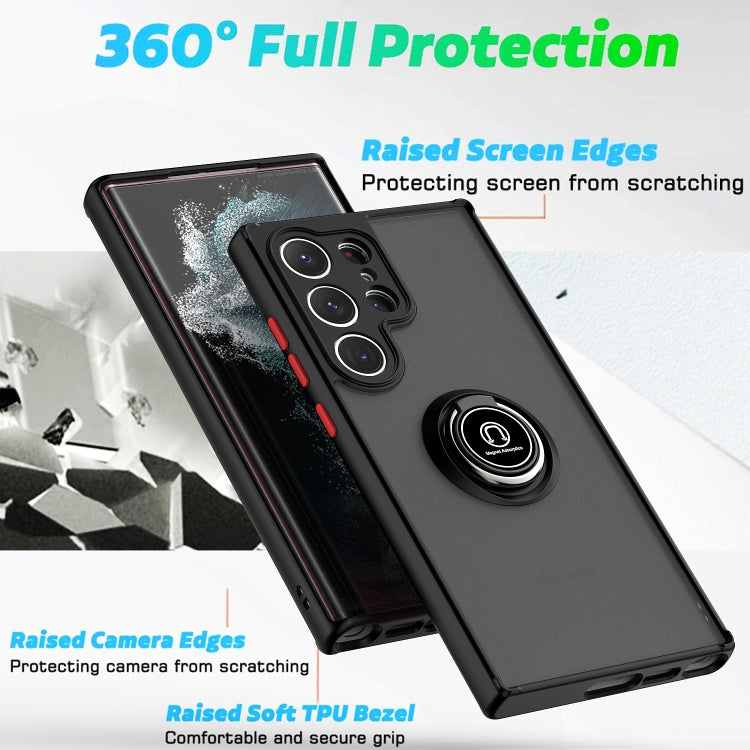 For Samsung Galaxy S23 Ultra 5G Q Shadow I Ring Holder PC and TPU Hybrid Phone Case(Yellow) - free shipping - PMC TechLife - Order now!