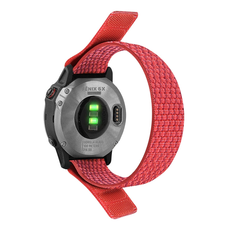 Compatible with Garmin Fenix 7X Hook And Loop Fastener Nylon Watch Band(Red)