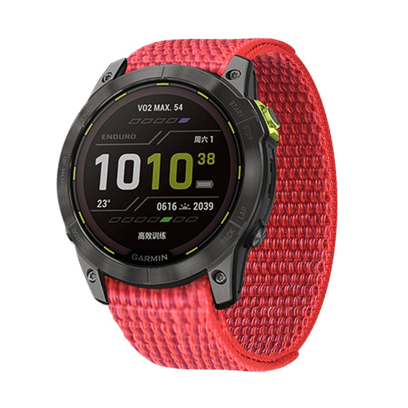 Compatible with Garmin Fenix 7X Hook And Loop Fastener Nylon Watch Band(Red)