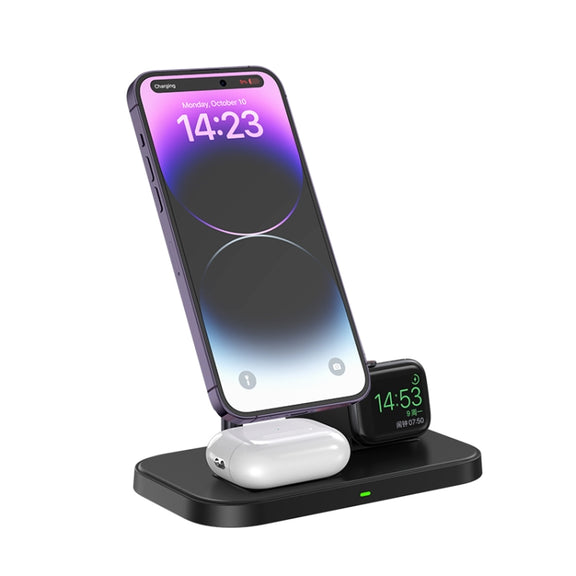 WA22 3 in 1 Magnetic Wireless Charger Phone Holder for iPhone 12 / 13 / 14 Series Phones & AirPods(Black)