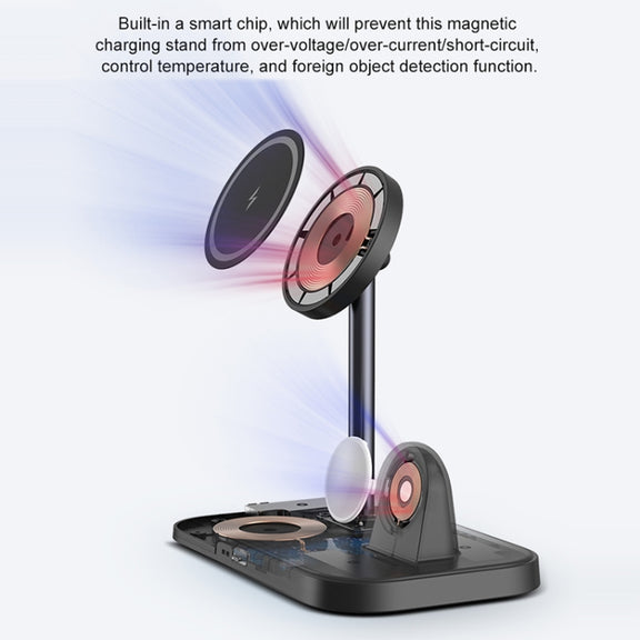 WA22 3 in 1 Magnetic Wireless Charger Phone Holder for iPhone 12 / 13 / 14 Series Phones & AirPods(Black)