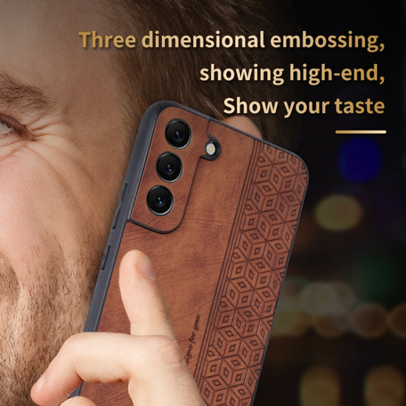 For Samsung Galaxy S22 5G AZNS 3D Embossed Skin Feel Phone Case(Purple)