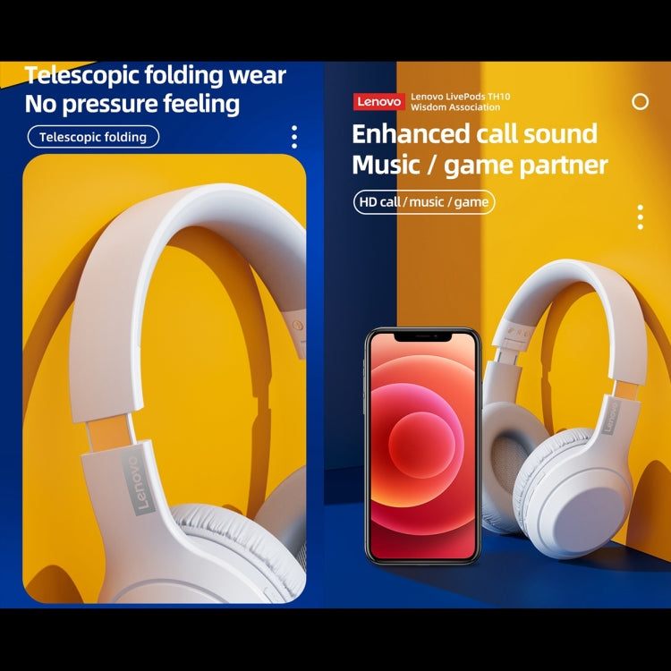 Lenovo TH10 Wireless Bluetooth Gaming Bass Music Sports Noise-cancelling Headphone(White) - free shipping - PMC TechLife - Order now!