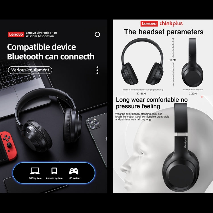 Lenovo TH10 Wireless Bluetooth Gaming Bass Music Sports Noise-cancelling Headphone(White) - free shipping - PMC TechLife - Order now!