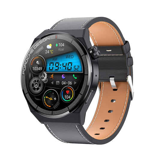 Ochstin 5HK46P 1.36 inch Round Screen Leather Strap Smart Watch with Bluetooth Call Function(Black) - free shipping - PMC Jewellery - Order now!