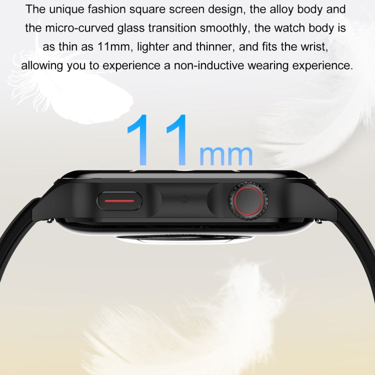 Ochstin 5HK28 1.78 inch Square Screen Silicone Strap Smart Watch Supports Bluetooth Call Function/Blood Oxygen Monitoring(Black)