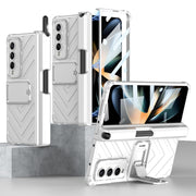 For Samsung Galaxy Z Fold4 GKK Integrated Magnetic Folding Armor Shell with Push Pen Case(Silver)