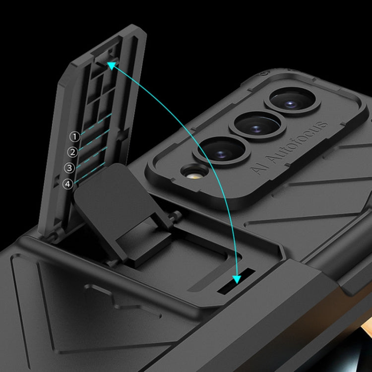 For Samsung Galaxy Z Fold4 GKK Integrated Magnetic Folding Armor Shell with Push Pen Case(Silver) - Galaxy Z Fold4 5G Cases by GKK | Online Shopping South Africa | PMC TechLife | Buy Now Pay Later Mobicred