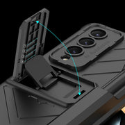 For Samsung Galaxy Z Fold4 GKK Integrated Magnetic Folding Armor Shell with Push Pen Case(Silver)