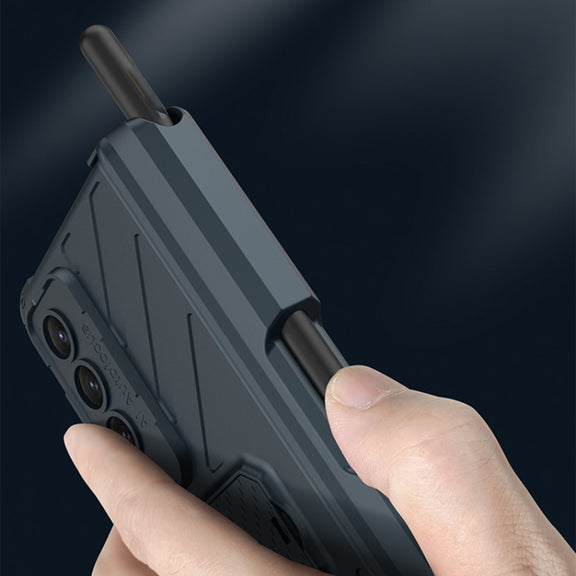 For Samsung Galaxy Z Fold4 GKK Integrated Magnetic Folding Armor Shell with Push Pen Case(Black)