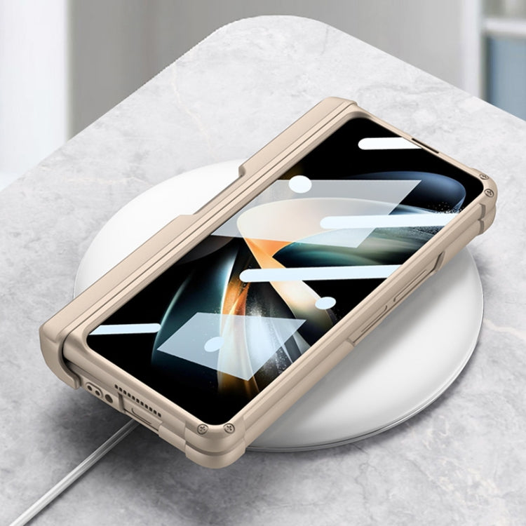 For Samsung Galaxy Z Fold4 GKK Integrated Magnetic Folding Armor Shell with Push Pen Case(Black)