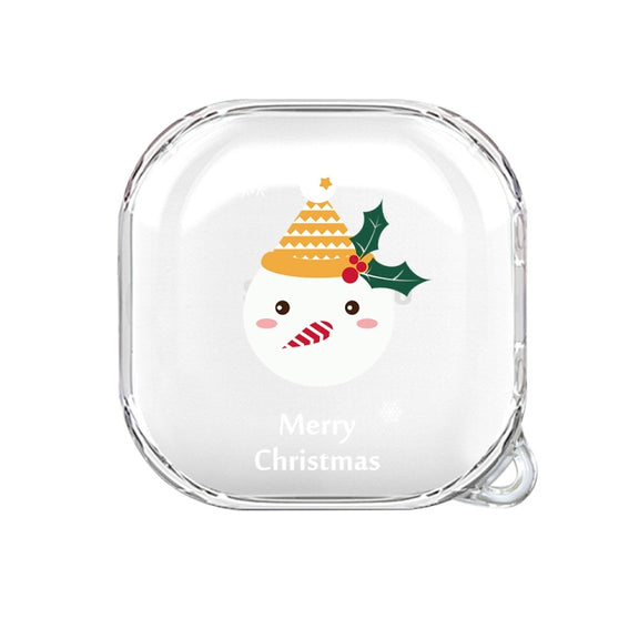 For Samsung Galaxy Buds Live Christmas Transparent TPU Earphone Case(Snowman)